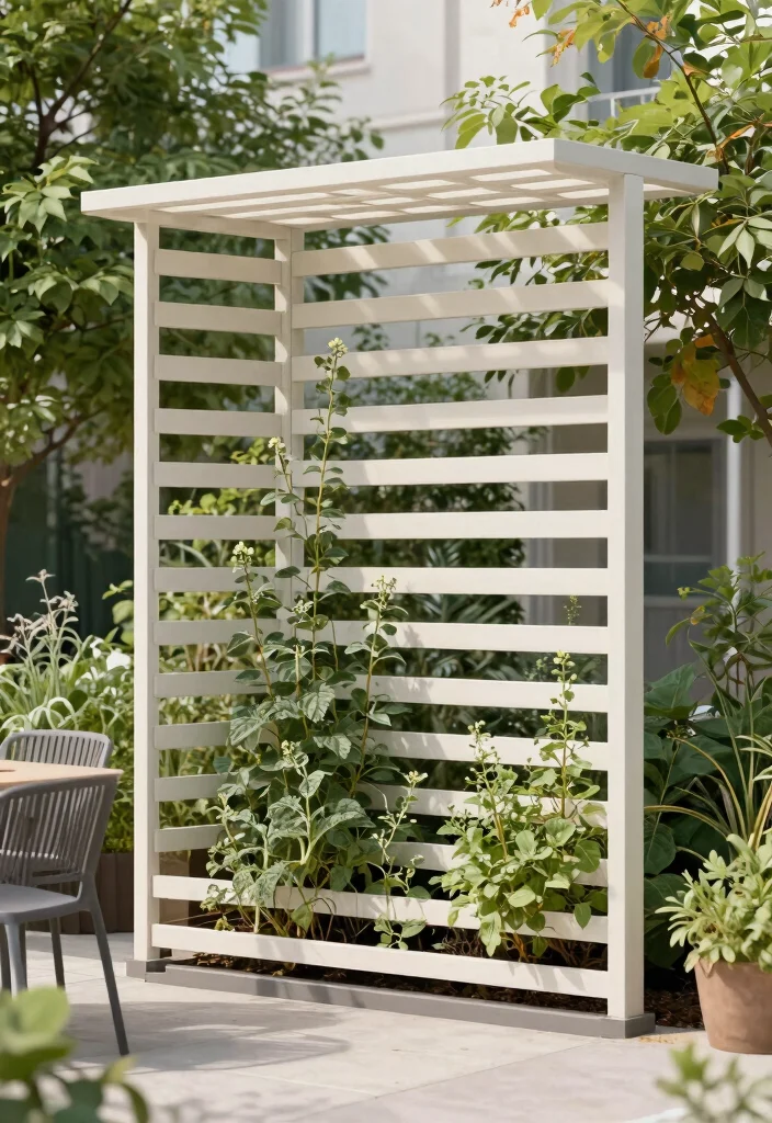 14 Trellis Roof Ideas That Provide Shade Without Full Coverage - 6. Minimalist Slatted Trellis 1