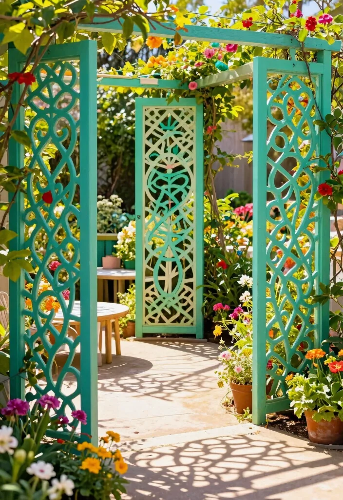 14 Trellis Roof Ideas That Provide Shade Without Full Coverage - 9. Decorative Trellis Panels 1
