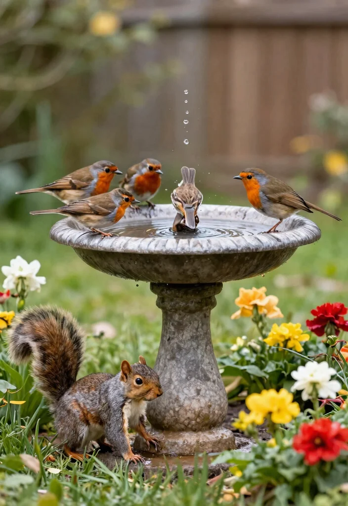 15 Backyard Bird Feeders That Keep Squirrels Out for Good - 13. Backyard Bird Baths 1