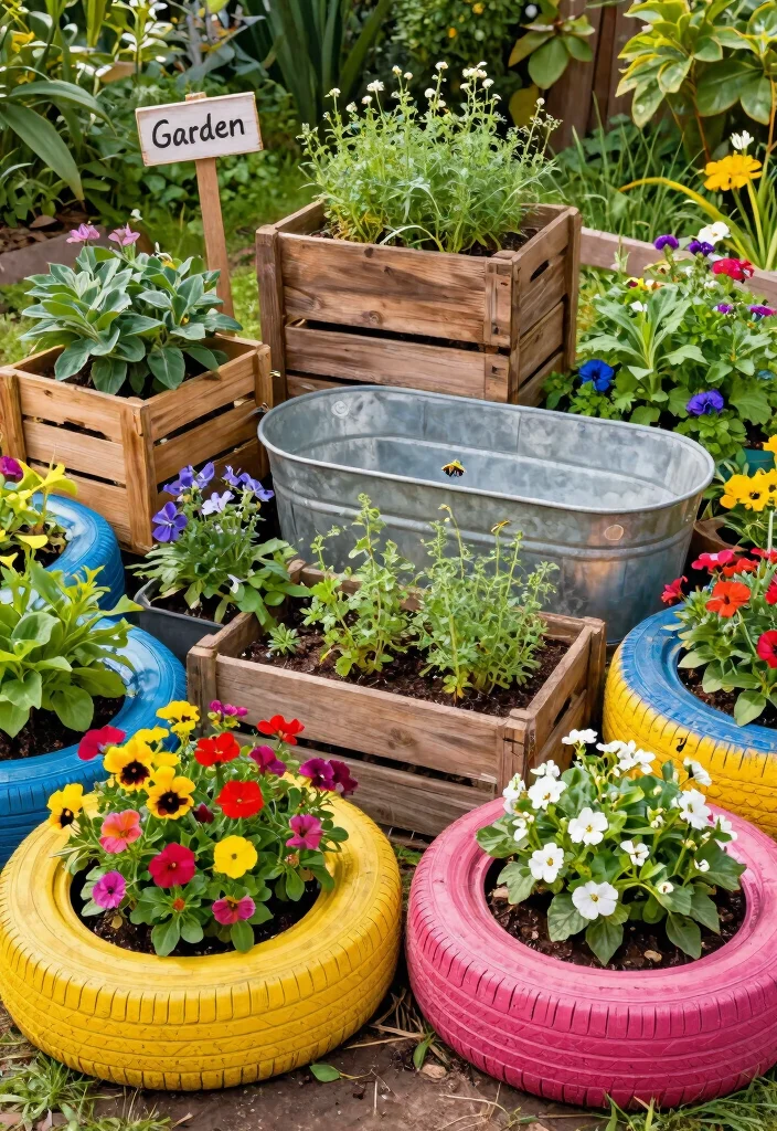 15 Backyard Garden Beds That Suit Any Yard Size or Budget - 8. Recycled Materials Garden Beds 1