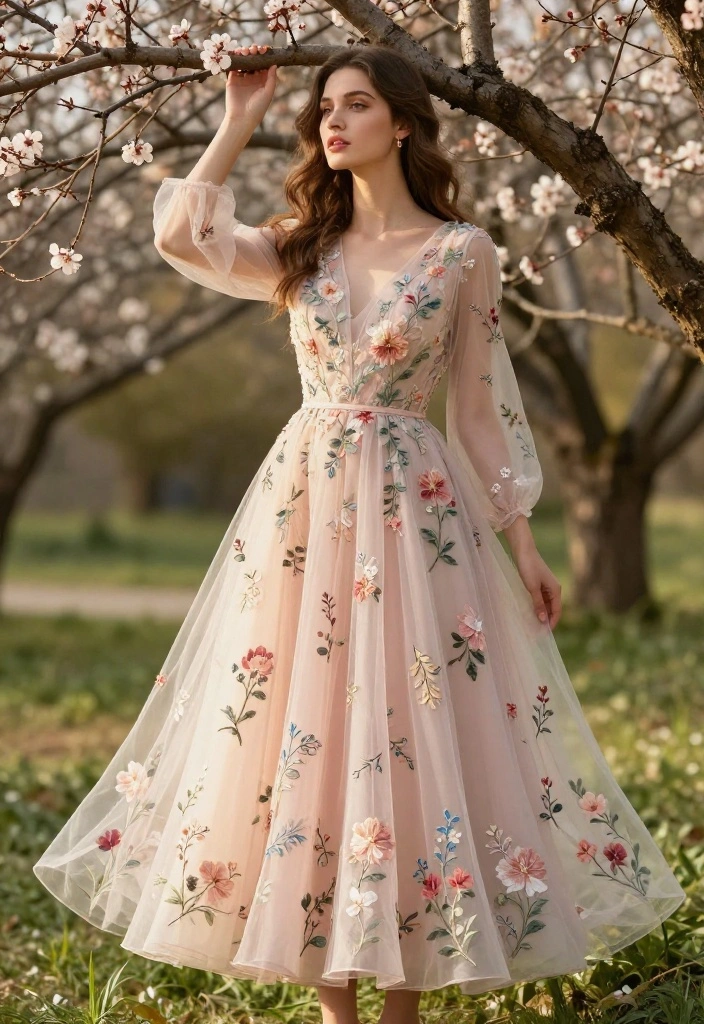 15 Backyard Wedding Dress Ideas for Outdoor Garden Ceremonies - 10. Soft Pastel Gown with Floral Embroidery 1