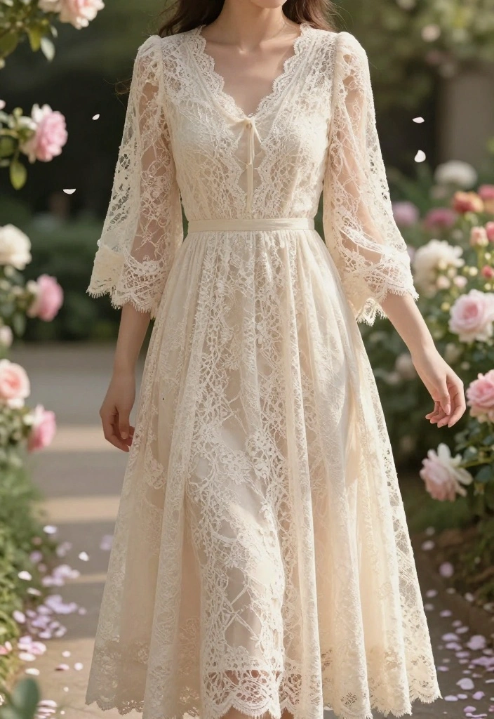 15 Backyard Wedding Dress Ideas for Outdoor Garden Ceremonies - 11. Vintage Lace Overlay Dress 1