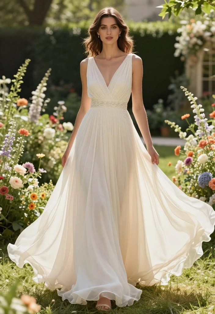 15 Backyard Wedding Dress Ideas for Outdoor Garden Ceremonies - 15. Elegant Chiffon Gown 1