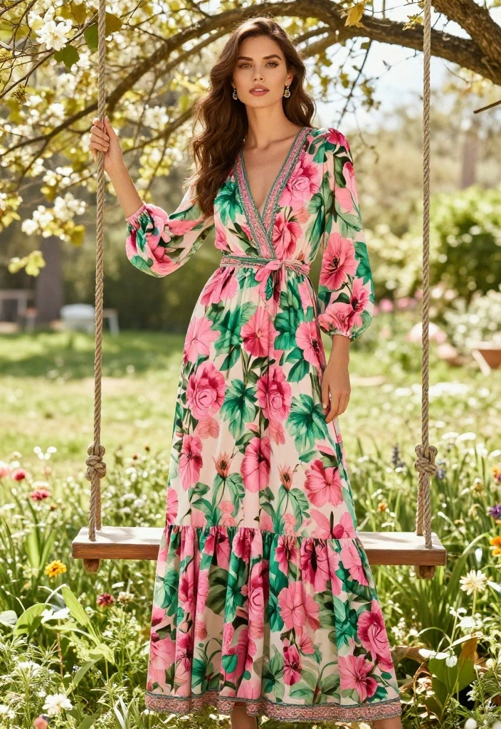 15 Backyard Wedding Dress Ideas for Outdoor Garden Ceremonies - 2. Floral Print Maxi Dress 1