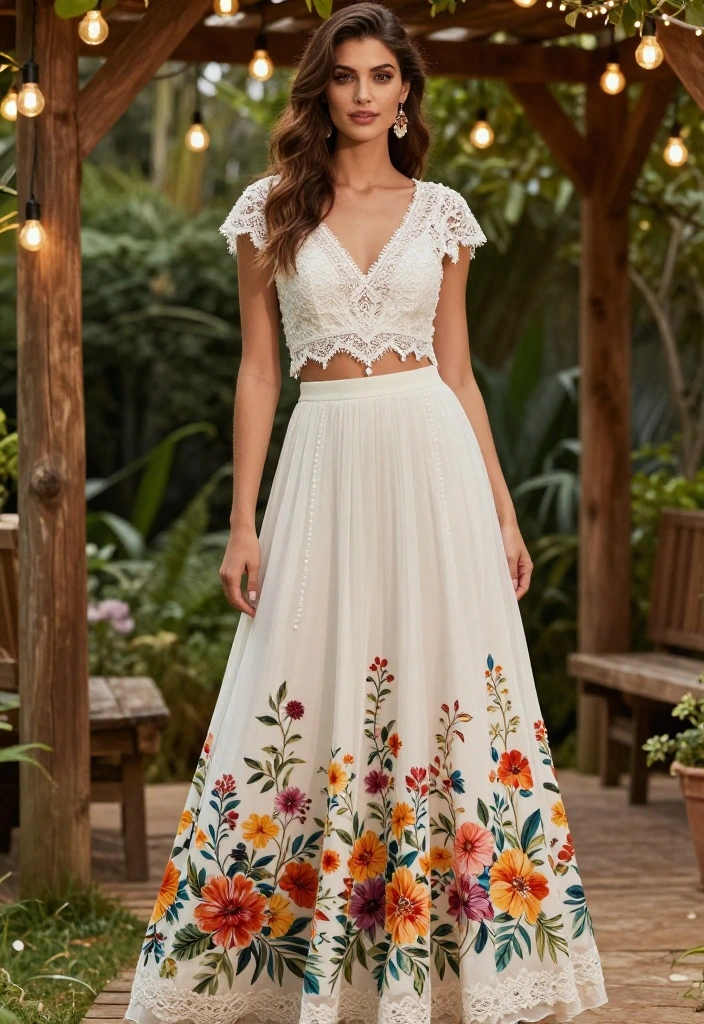 15 Backyard Wedding Dress Ideas for Outdoor Garden Ceremonies - 3. Boho-Chic Two-Piece Set 1
