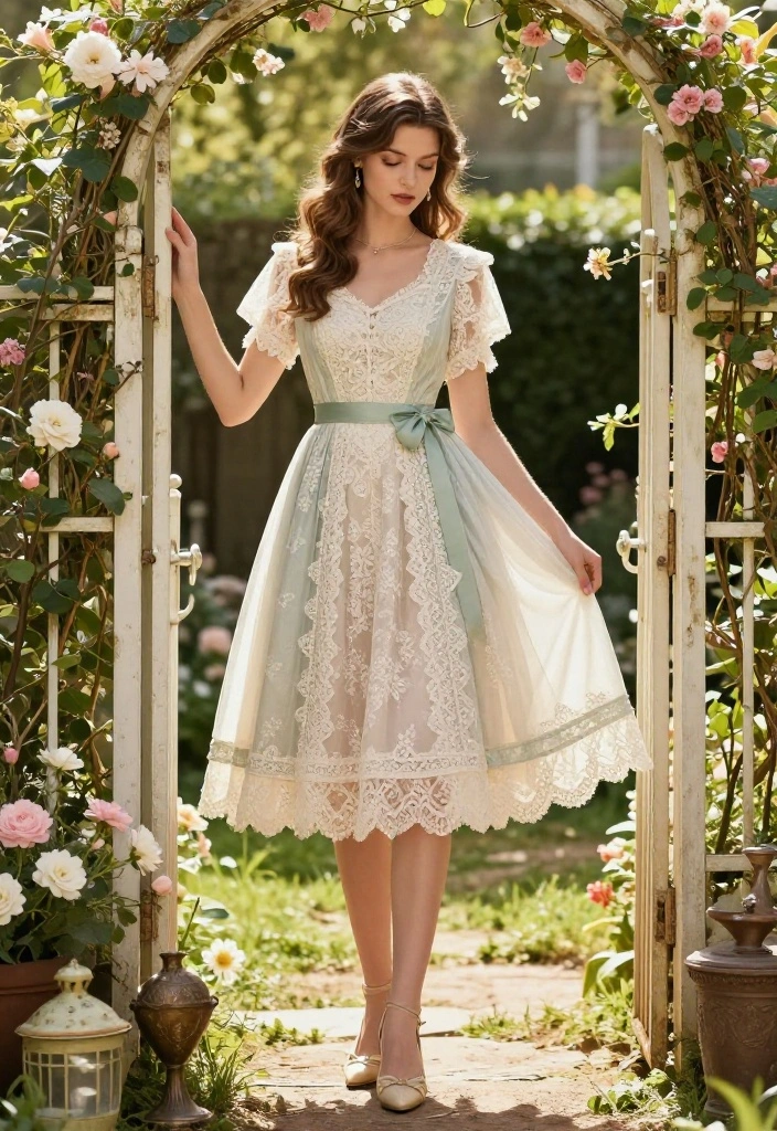 15 Backyard Wedding Dress Ideas for Outdoor Garden Ceremonies - 6. Vintage-Inspired Tea-Length Dress 1