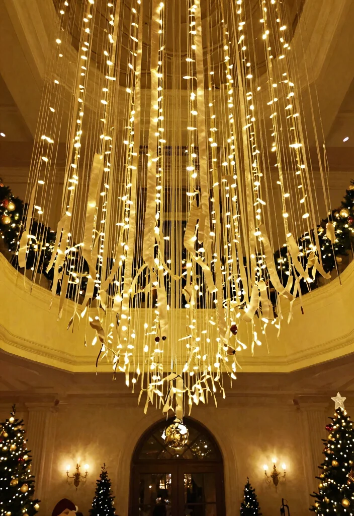 15 Christmas Lights on Ceiling Concepts That Hide the Cords - 8. Layered Lighting with Ribbon 1