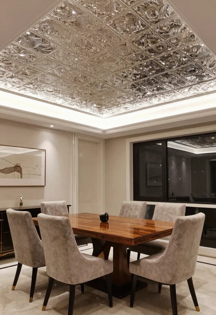 15 Drop Ceiling Tiles That Look Like Real Tin Without the Cost - 4. Glamorous Metallics for a Touch of Luxury 1