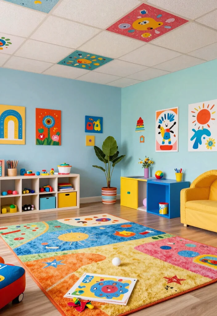 15 Drop Ceiling Tiles That Look Like Real Tin Without the Cost - 6. Colorful Patterns to Brighten Up Your Space 1