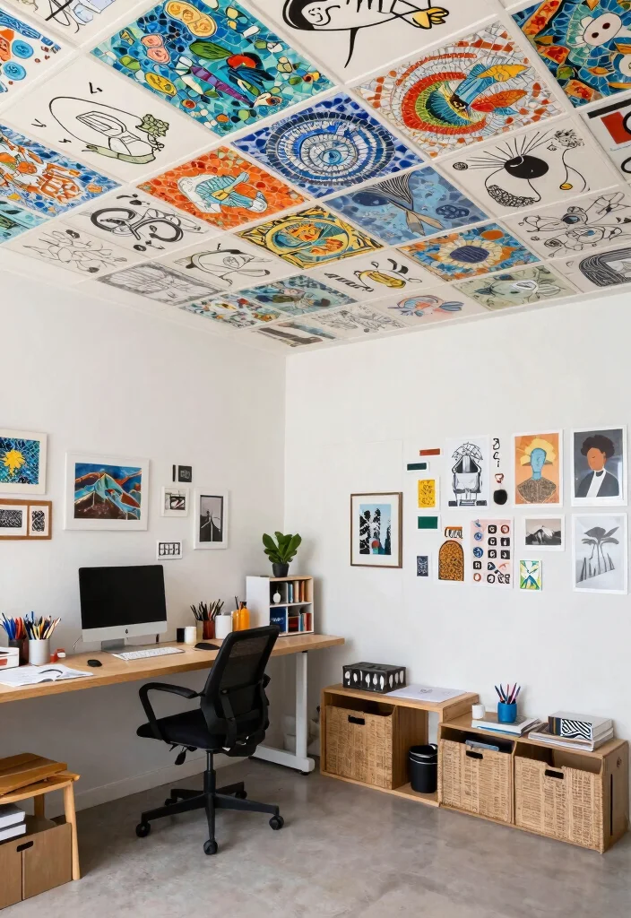 15 Drop Ceiling Tiles That Look Like Real Tin Without the Cost - 8. Artistic Touch with Custom Designs 1