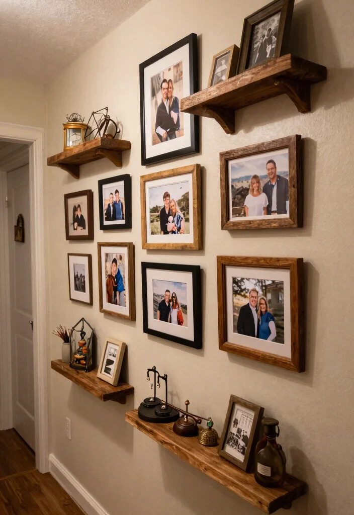 15 Farmhouse Gallery Wall Ideas That Work in Small Hallways - 10. Adding Personal Touches 1