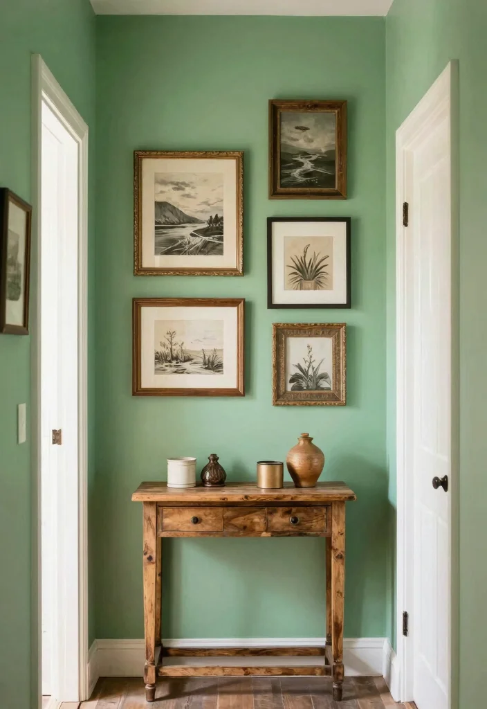 15 Farmhouse Gallery Wall Ideas That Work in Small Hallways - 11. Colorful Accent Walls 1