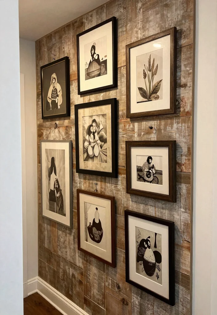 15 Farmhouse Gallery Wall Ideas That Work in Small Hallways - 12. Incorporating Textured Panels 1