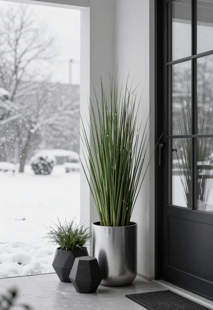15 Holiday Porch Pots That Survive Freezing Temps - 10. Minimalist Greenery 1
