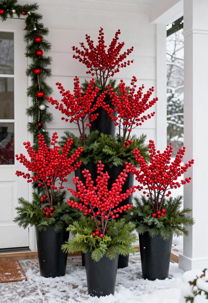 15 Holiday Porch Pots That Survive Freezing Temps - 13. Vibrant Winterberry Displays 1