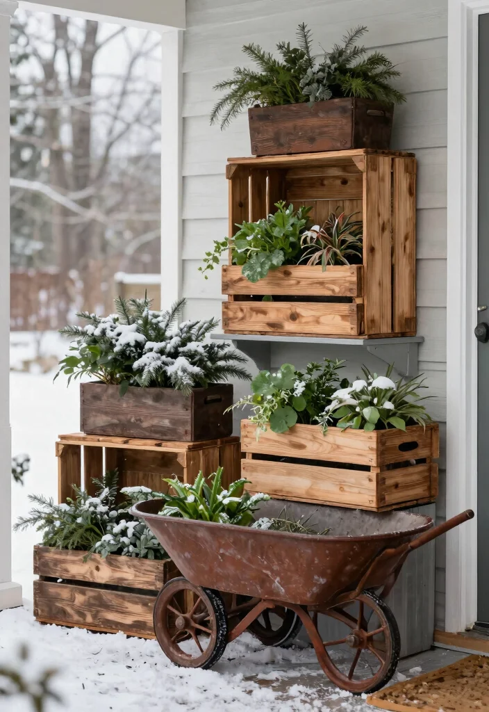 15 Holiday Porch Pots That Survive Freezing Temps - 14. Unique Planter Materials 1