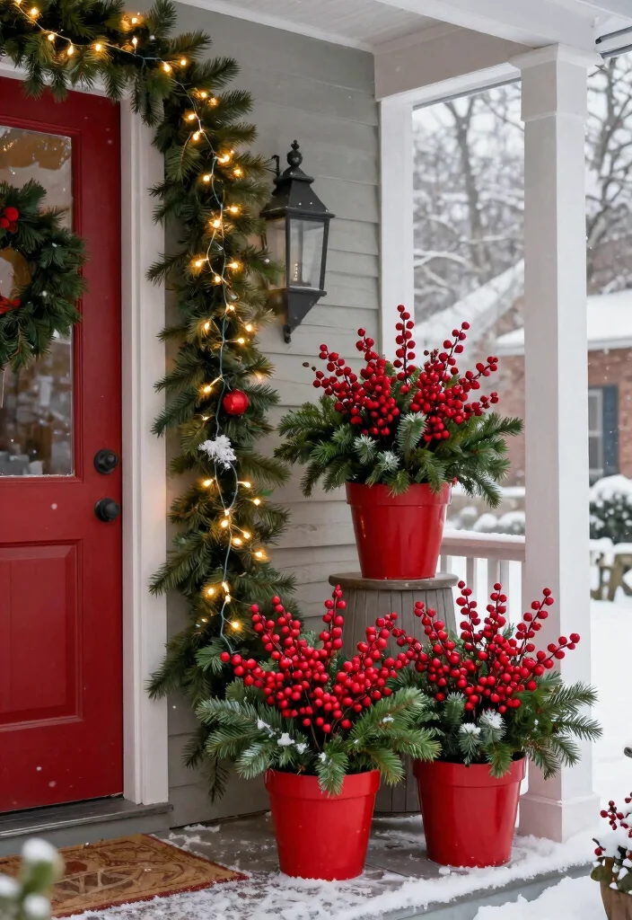 15 Holiday Porch Pots That Survive Freezing Temps - 6. Classic Red and Green Combo 1