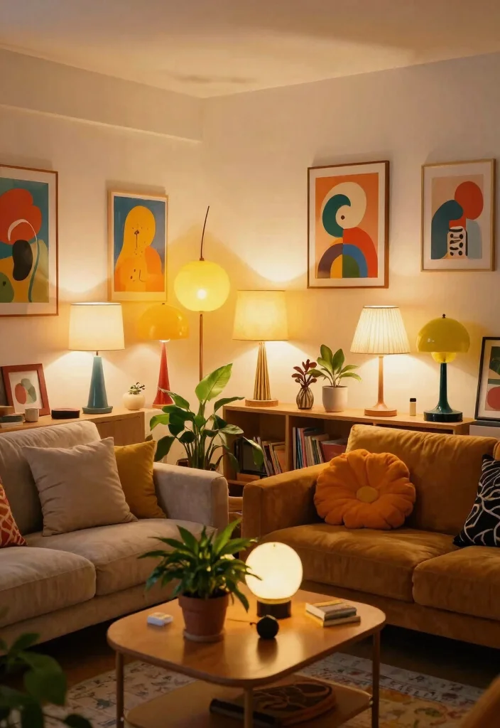 15 Living Room Ceiling Lights That Work in Low-Ceiling Spaces - 10. Eclectic Table Lamps 1