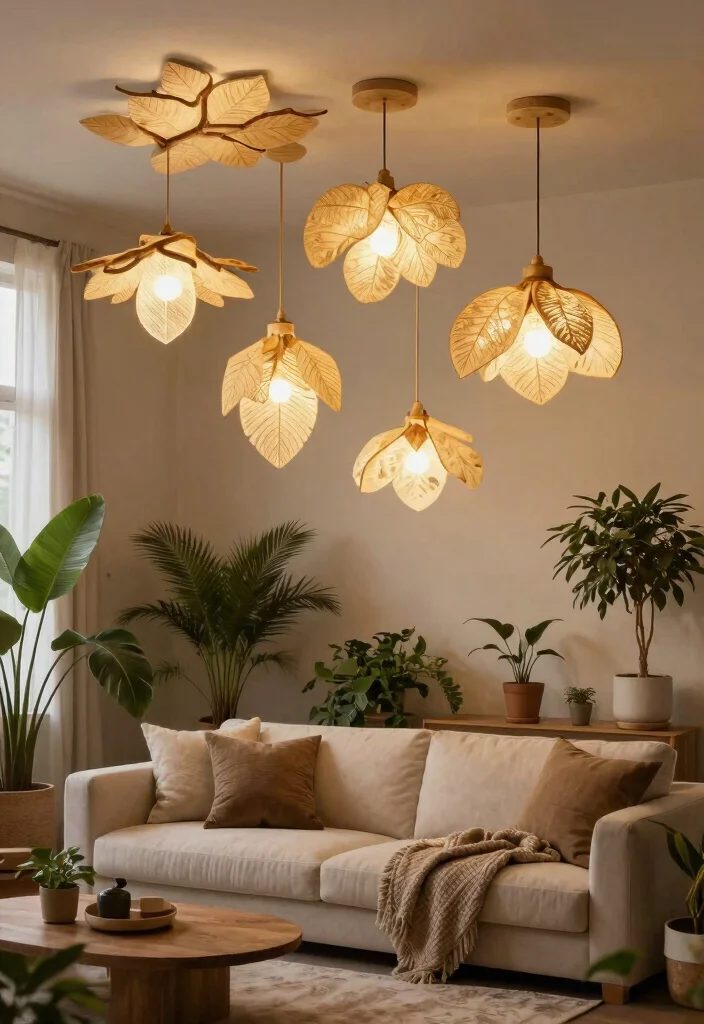 15 Living Room Ceiling Lights That Work in Low-Ceiling Spaces - 11. Organic-Inspired Lights 1