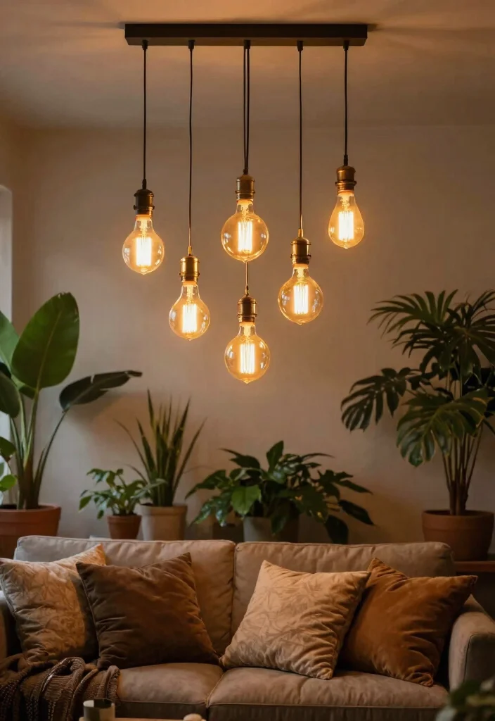 15 Living Room Ceiling Lights That Work in Low-Ceiling Spaces - 12. Vintage Edison Bulbs 1