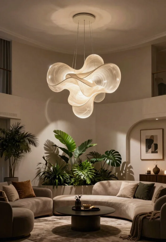 15 Living Room Ceiling Lights That Work in Low-Ceiling Spaces - 14. Sculptural Light Installations 1
