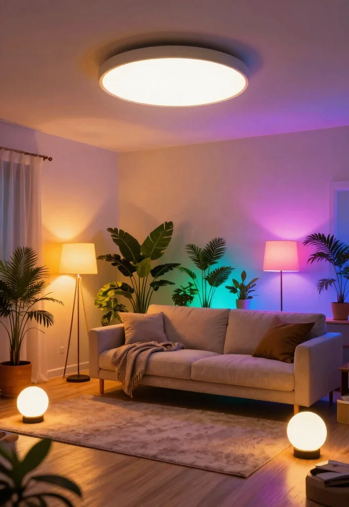 15 Living Room Ceiling Lights That Work in Low-Ceiling Spaces - 3. Smart Lighting Solutions 1