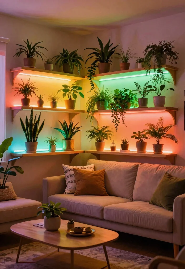 15 Living Room Ceiling Lights That Work in Low-Ceiling Spaces - 9. Artful LED Strips 1