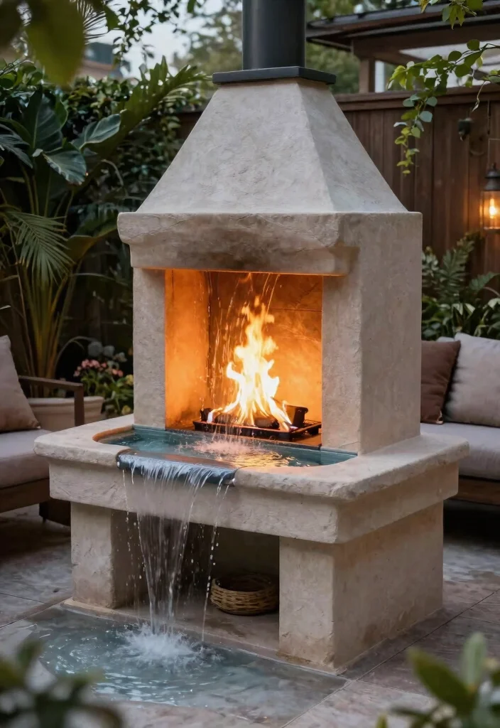 15 Modern Outdoor Fireplace Ideas for Small Patios and Tight Spaces - 15. Fireplaces with Water Features 1