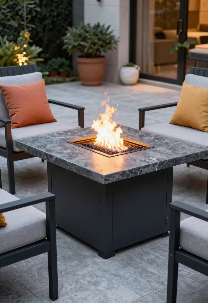 15 Modern Outdoor Fireplace Ideas for Small Patios and Tight Spaces - 3. Multi-Function Fire Table 1