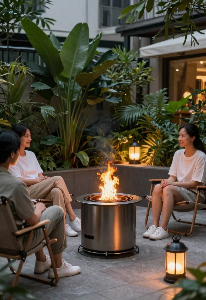 15 Modern Outdoor Fireplace Ideas for Small Patios and Tight Spaces - 5. Portable Fire Pit for Flexibility 1