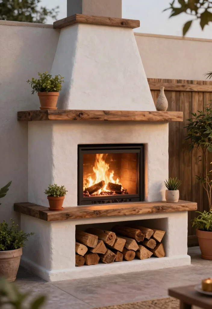 15 Modern Outdoor Fireplace Ideas for Small Patios and Tight Spaces - 9. Outdoor Fireplace with Storage 1