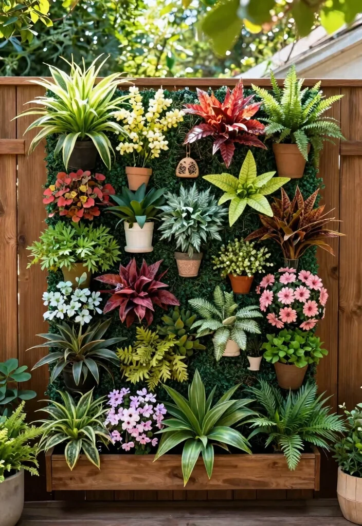 15 Outdoor Fake Flower Pot Ideas That Actually Look Real - 11. Vertical Garden Panels 1
