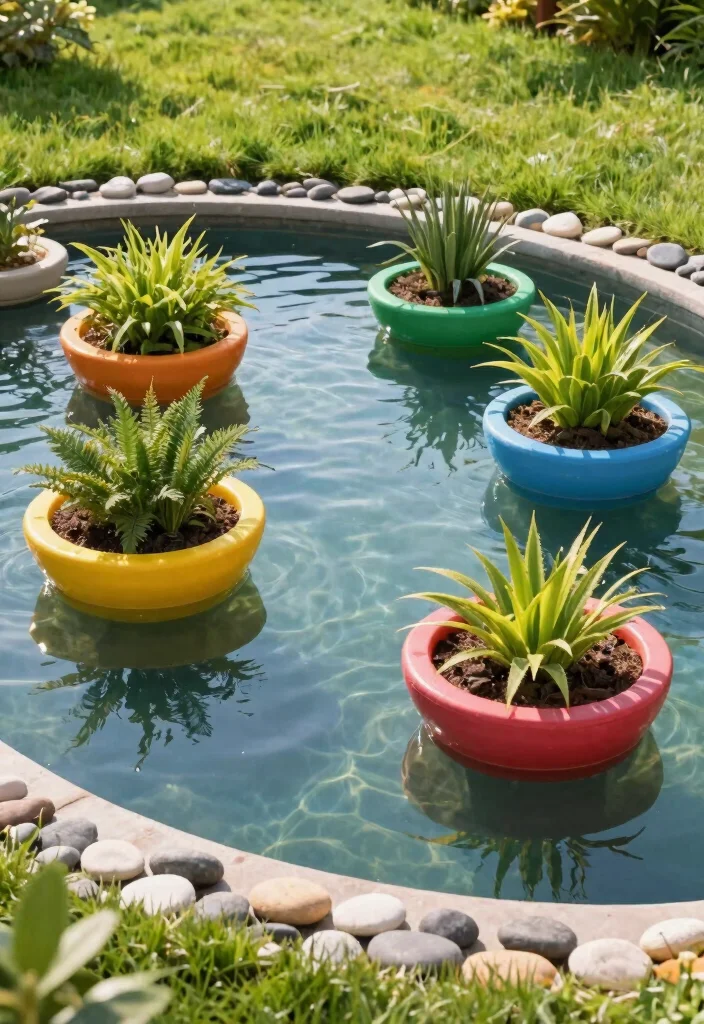 15 Small Backyard Pond Ideas That Don't Need Electric Pumps - 7. The Floating Pond 1