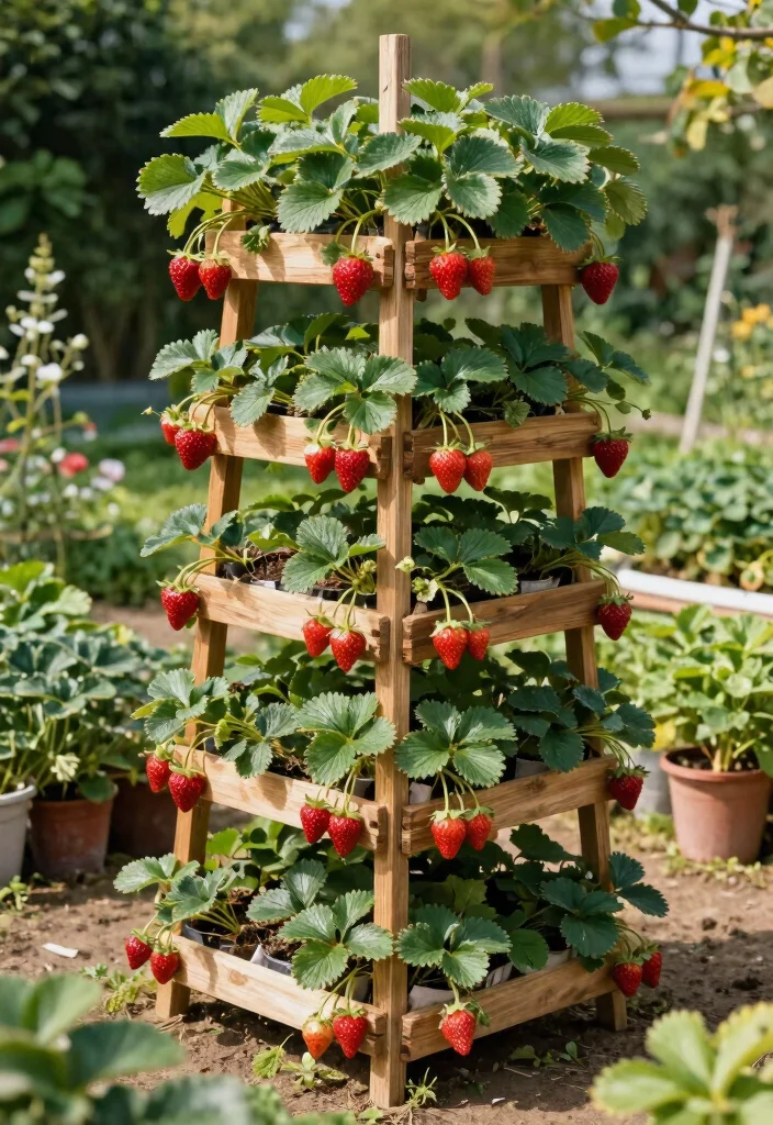 15 Strawberry Planter Concepts That Prevent Rot and Maximize Yield - 1. Towering Strawberry Trellis 1