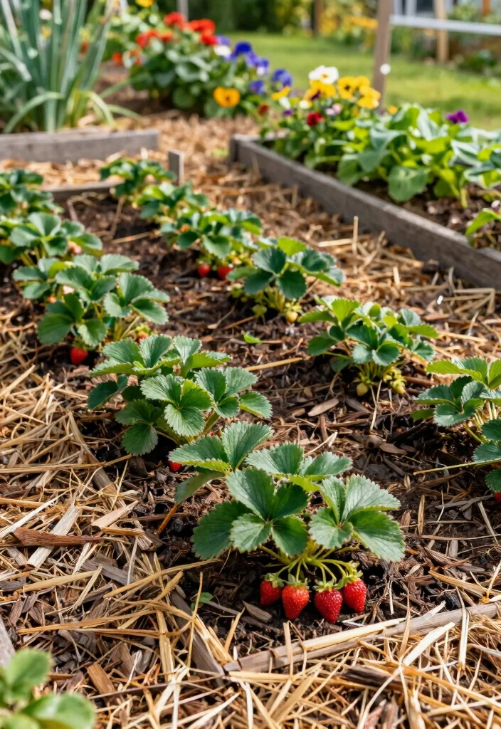15 Strawberry Planter Concepts That Prevent Rot and Maximize Yield - 15. Organic Mulched Planting 1