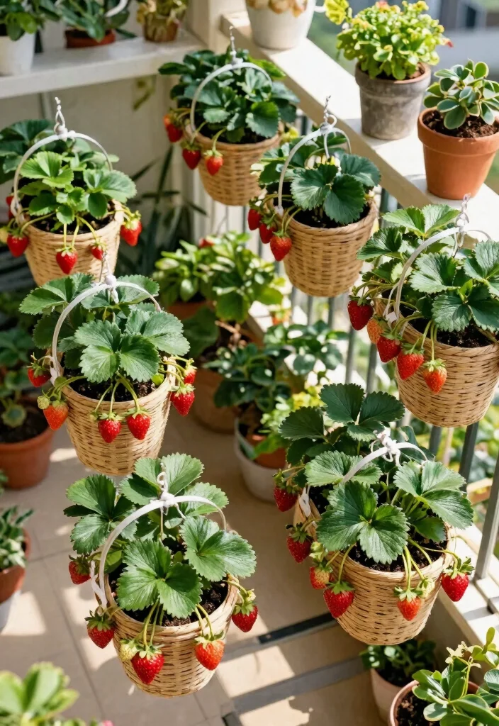 15 Strawberry Planter Concepts That Prevent Rot and Maximize Yield - 4. Hanging Strawberry Baskets 1
