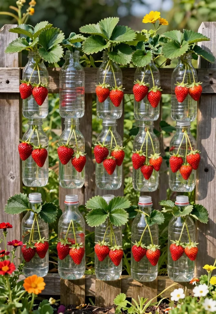 15 Strawberry Planter Concepts That Prevent Rot and Maximize Yield - 6. Bottle Garden 1