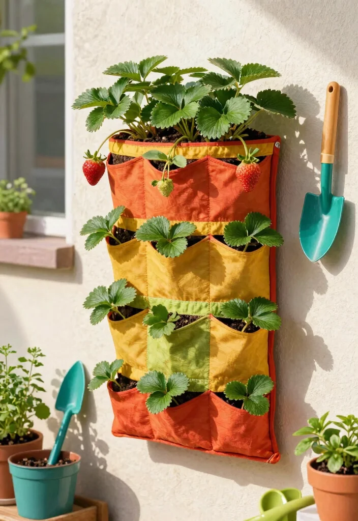 15 Strawberry Planter Concepts That Prevent Rot and Maximize Yield - 9. Vertical Fabric Planters 1
