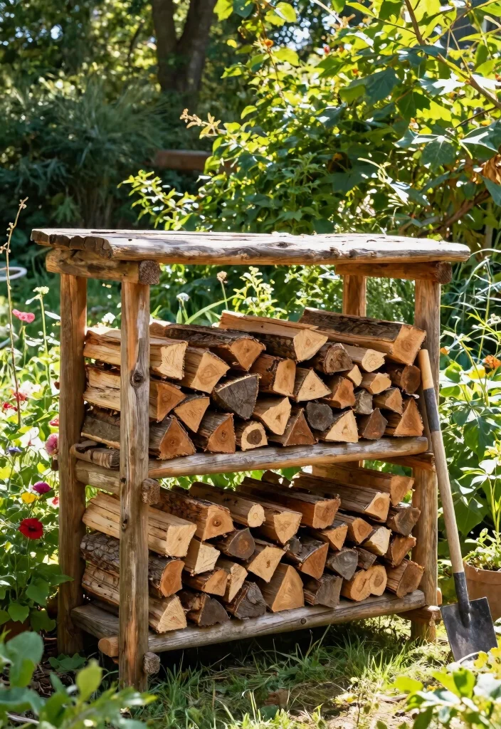 15 Wood Storage Outdoor Ideas That Keep Firewood Dry and Off the Ground - 1. Rustic Log Rack 1