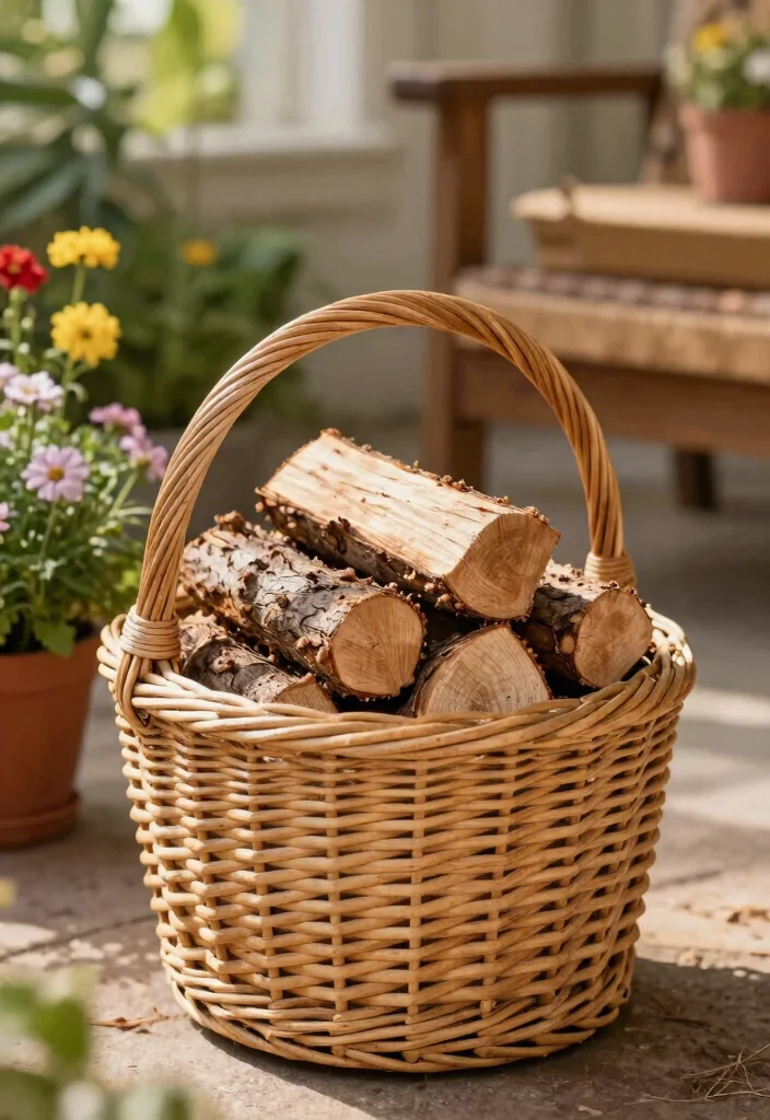 15 Wood Storage Outdoor Ideas That Keep Firewood Dry and Off the Ground - 15. Firewood Basket 1