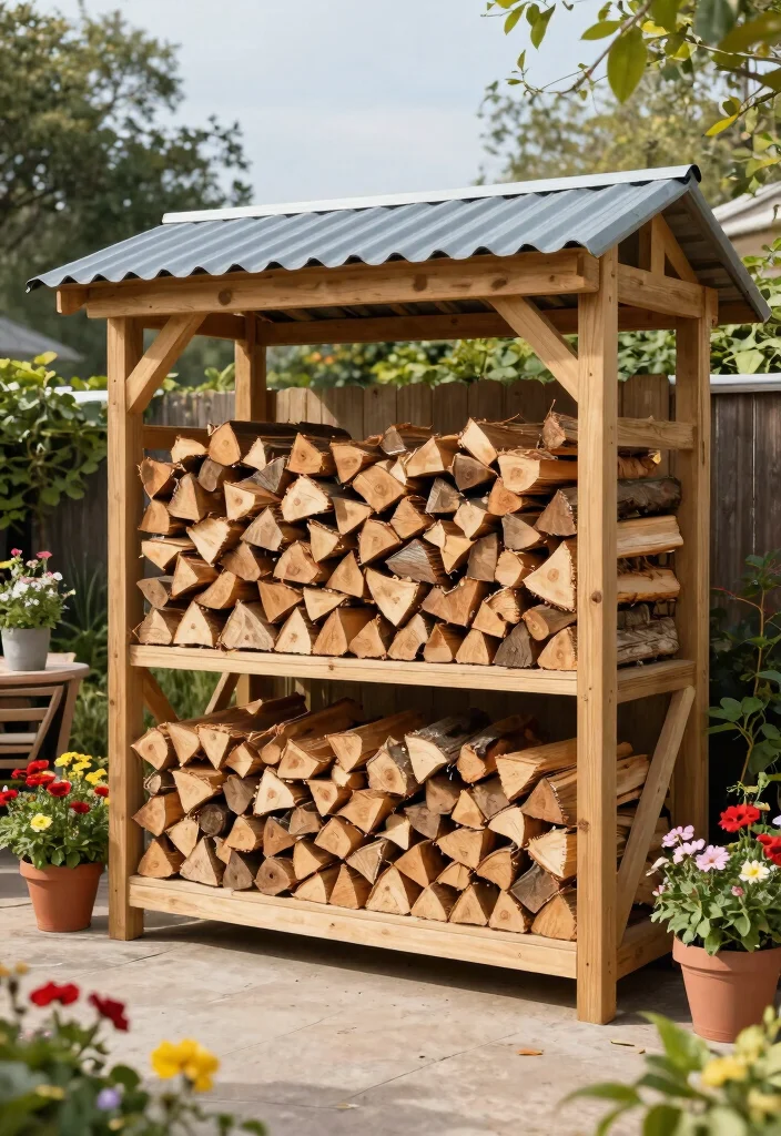 15 Wood Storage Outdoor Ideas That Keep Firewood Dry and Off the Ground - 4. Covered Wood Storage Rack 1