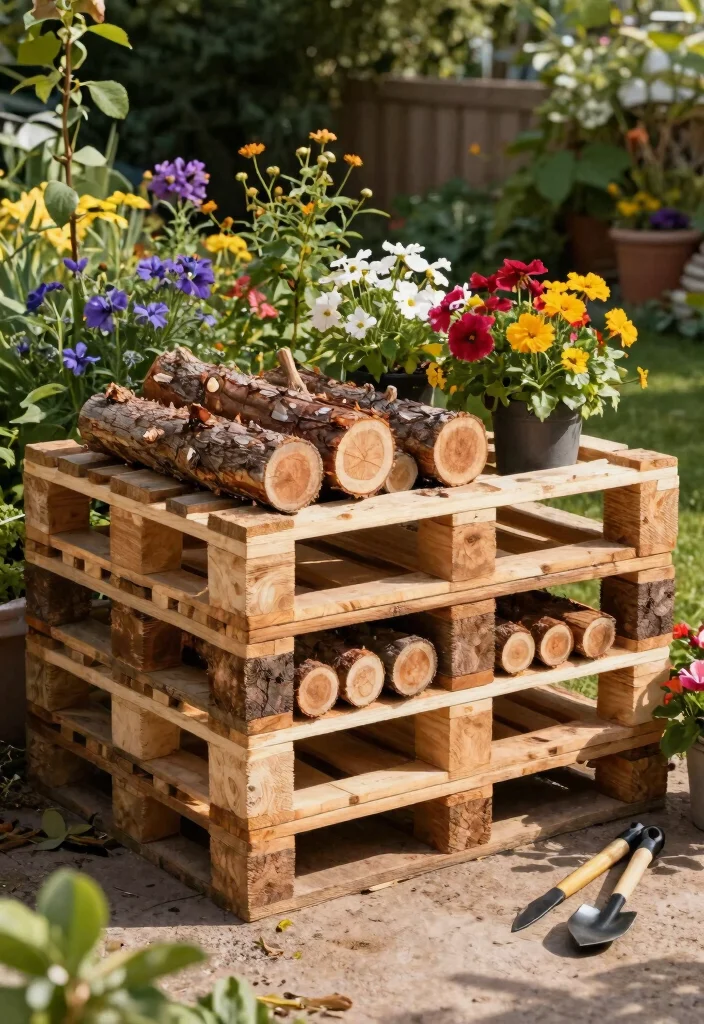 15 Wood Storage Outdoor Ideas That Keep Firewood Dry and Off the Ground - 5. DIY Pallet Wood Storage 1