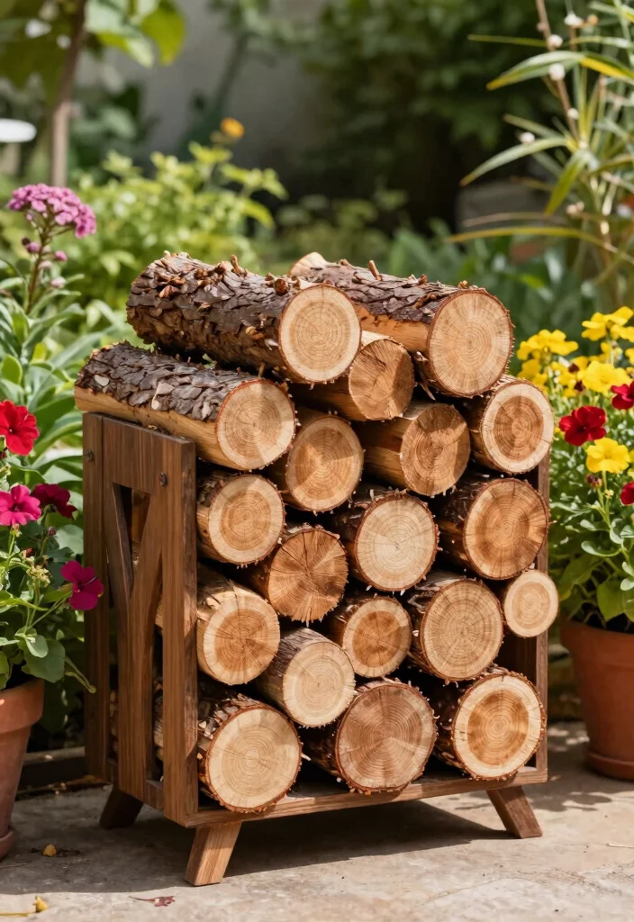 15 Wood Storage Outdoor Ideas That Keep Firewood Dry and Off the Ground - 6. Decorative Firewood Holder 1