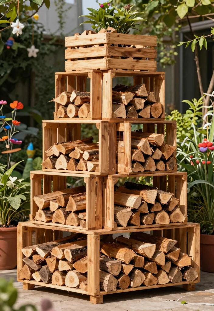 15 Wood Storage Outdoor Ideas That Keep Firewood Dry and Off the Ground - 9. Tiered Wood Storage 1