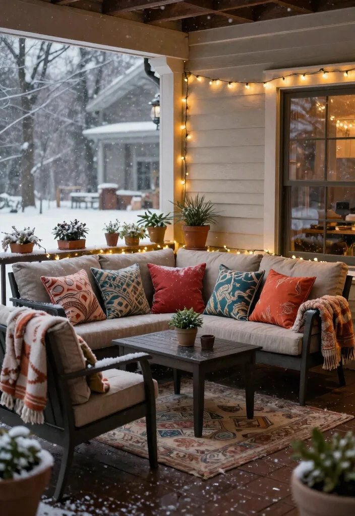 15 Xmas Porch Decor Ideas That Survive Weather Through New Year - 13. Winter-Themed Seating 1