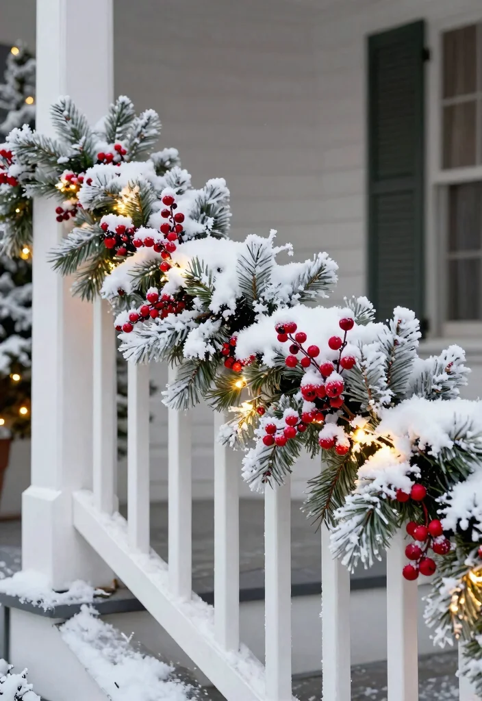 15 Xmas Porch Decor Ideas That Survive Weather Through New Year - 14. Frosty-Decorated Rails 1