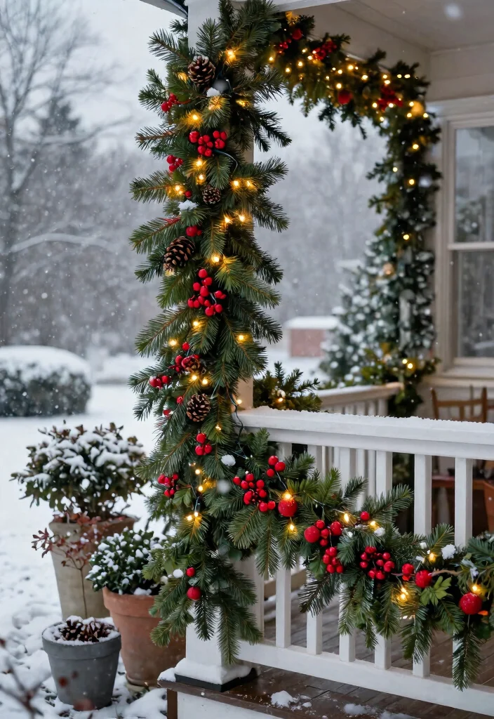 15 Xmas Porch Decor Ideas That Survive Weather Through New Year - 9. Holiday Garlands for a Festive Touch 1