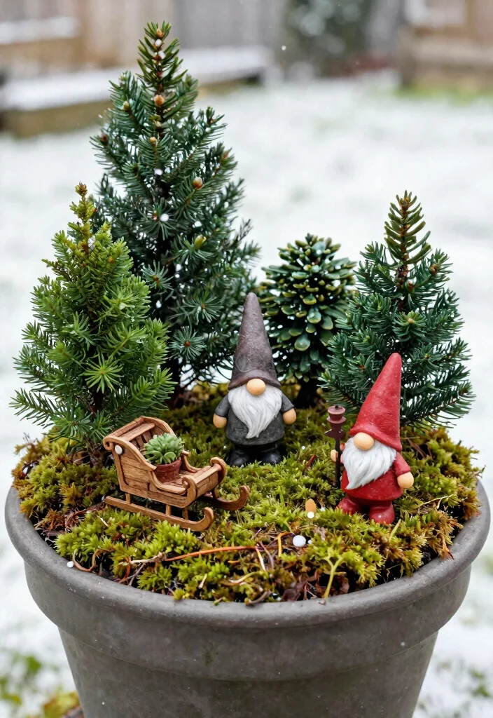 18 Christmas Planter Ideas That Stay Festive Through Freeze and Thaw - 13. Holiday Themed Fairy Garden 1