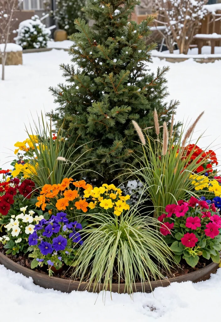18 Christmas Planter Ideas That Stay Festive Through Freeze and Thaw - 18. Colorful Patchwork Planters 1