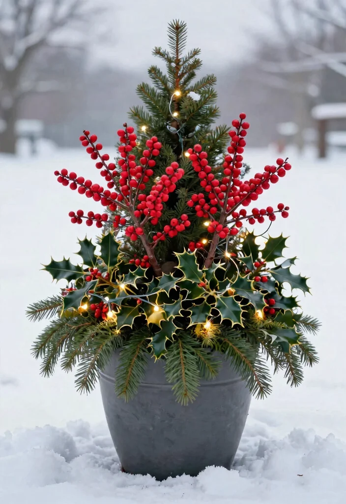 18 Christmas Planter Ideas That Stay Festive Through Freeze and Thaw - 3. Bright Berries 1